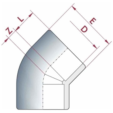 Curva Pvc 45° A Muffa 25mm Pn16 Per Sistemi Di Irrigazione - Foto 2