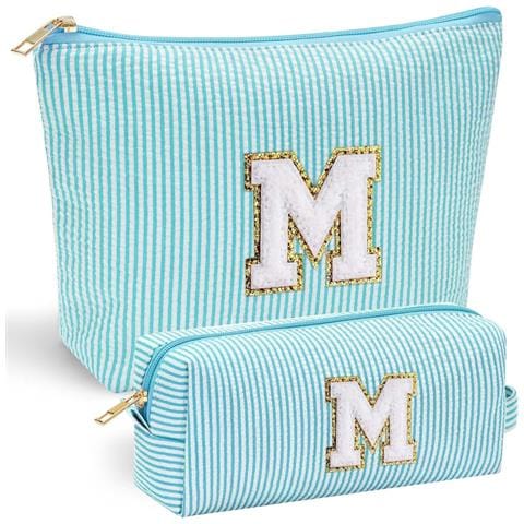 Set Di 2 Trousse Da Viaggio Con Lettera M - Tessuto Oxford, Blu - Foto 1