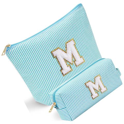 Set Di 2 Trousse Da Viaggio Con Lettera M - Tessuto Oxford, Blu - Foto 2