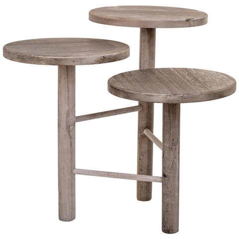 Supporto In Legno Per 3 Vasi Bianchi D25x40/35/30h - Foto 1