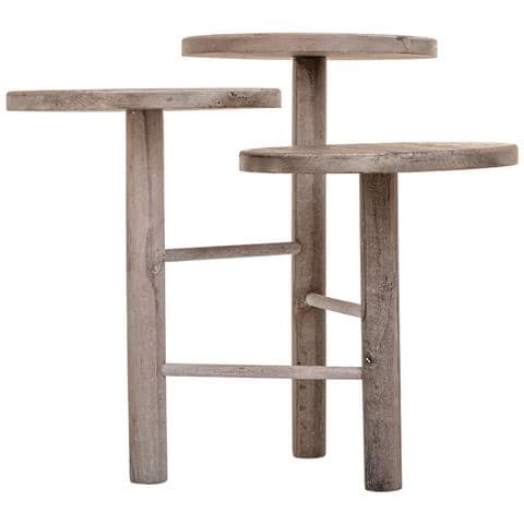 Supporto In Legno Per 3 Vasi Bianchi D25x40/35/30h - Foto 2