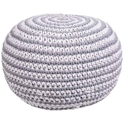 Puf In Cotone Intrecciato Grigio 45x45x30h - Foto 1