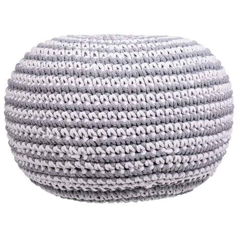 Puf In Cotone Intrecciato Grigio 45x45x30h - Foto 2