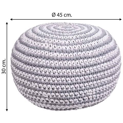 Puf In Cotone Intrecciato Grigio 45x45x30h - Foto 5
