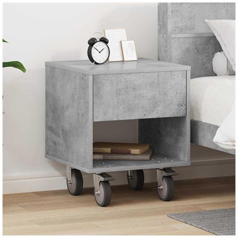 Comodino Grigio cemento 40,5 x 40 x 48 cm Legno multistrato - Foto 2