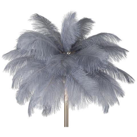 Lampada Da Terra Palm Grigia In Metallo Dorato Con Piume Di Struzzo - Foto 2