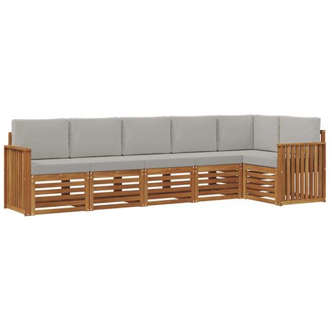 Set divani con cuscino 6 pcs Grigio Naturale e Chiaro - Foto 1