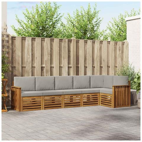 Set divani con cuscino 6 pcs Grigio Naturale e Chiaro - Foto 2