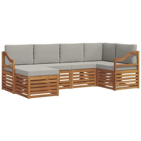 Set divani con cuscino 6 pcs Grigio Naturale e Chiaro - Foto 1