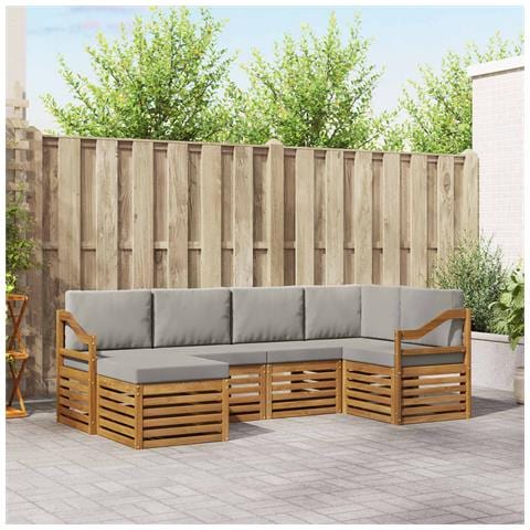 Set divani con cuscino 6 pcs Grigio Naturale e Chiaro - Foto 2