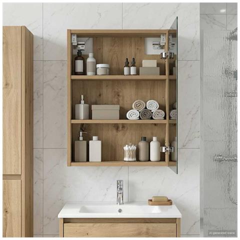 Mobiletto per specchio da bagno con porta Rovere Artigianale - Foto 2
