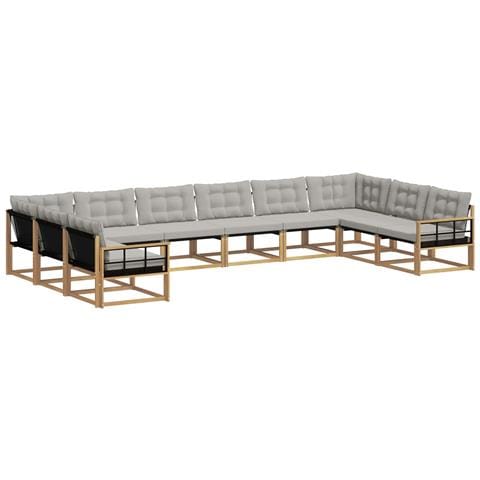 Set di divani da esterno 10 pcs Bianco e Grigio Chiaro - Foto 1