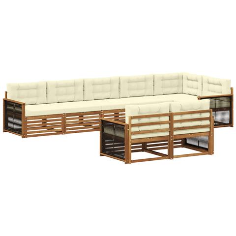Set di divani da esterno con cuscino 8 pcs Naturale e Crema - Foto 1