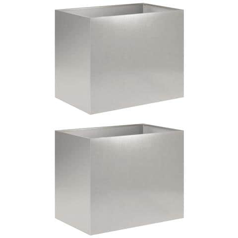Vaso da giardino 2 pz Argento 60 x 40 x 50 cm Acciaio Inox - Foto 1