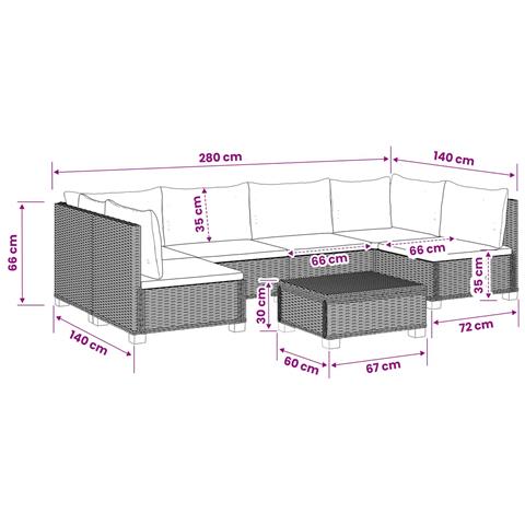 7 pz Set Lounge in Rattan con Cuscini GENDT Rattan naturale - Foto 10