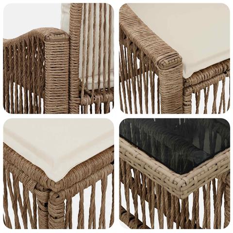 Set Divano da Giardino 5 pz Beige e Bianco Crema polyrattan - Foto 10