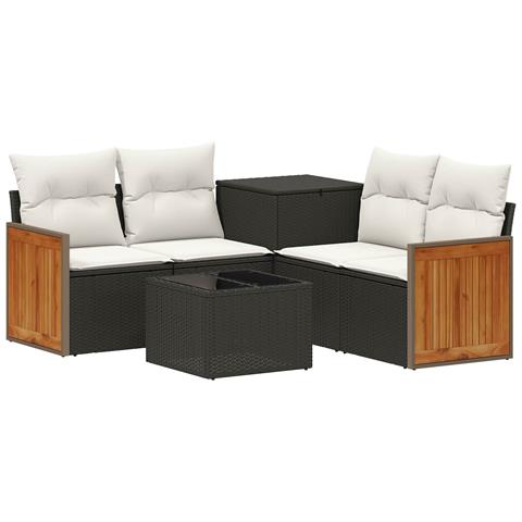 Set di divani 6 pz Nero e Bianco Crema - Foto 1