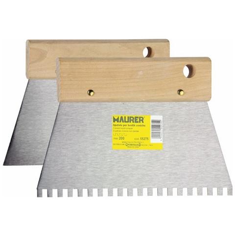 Spatola Conica con Manico Piatto in Legno 200 mm Denti Lama Piccoli Maurer 6 pezzi - Foto 1