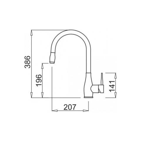 Miscelatore Monocomando con canna girevole e doccetta estraibile Neva 20x38 cm Inox Cromato - Foto 2