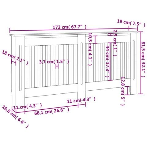Copertura per Radiatore 172x19x81 cm in MDF - Foto 7