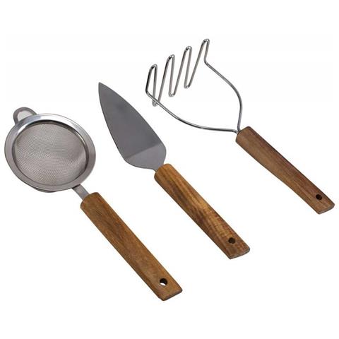 Set Di Utensili Da Cucina In Legno, 3 Pezzi - Utensili Da Cucina In Legno Di Acacia - Foto 4