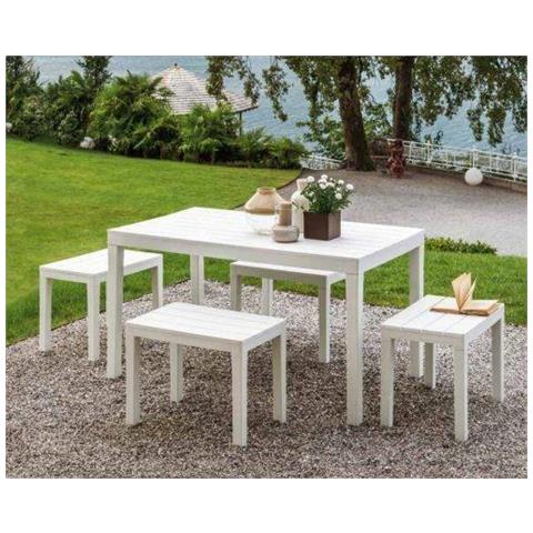 Tavolo Da Esterno Vasto, Tavolo Rettangolare Da Pranzo, Tavolo Da Giardino Indoor E Outdoor Multiuso, 100% Made In Italy, 138x78h72 Cm, Bianco - Foto 1