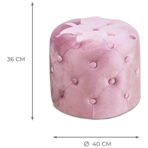 Pouf Salotto Camera Con Bottoni Imbottito Modello Velvet Parigi In Tinta Unita Pouf Cipria - Foto 5