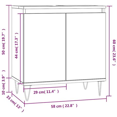 Mobile Da Bagno Rovere Sonoma 58x33x60 Cm In Legno Multistrato - Foto 2