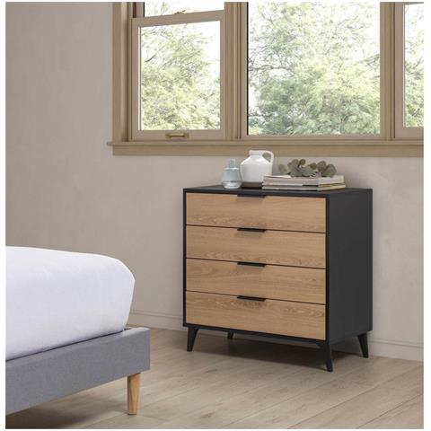 Comò Kalma 4 Cassetti Colore Nero /rovere - Foto 2