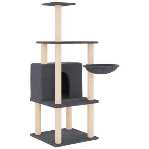 Albero Per Gatti Con Tiragraffi In Sisal Grigio Scuro 132 Cm - Foto 1