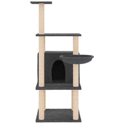 Albero Per Gatti Con Tiragraffi In Sisal Grigio Scuro 132 Cm - Foto 2