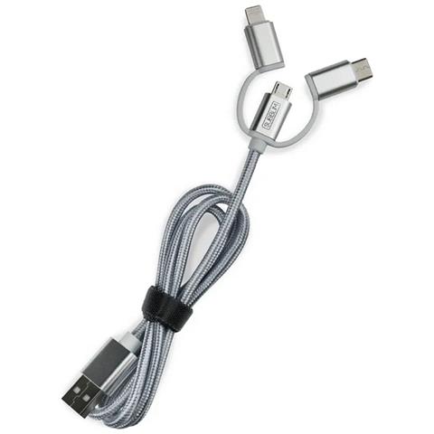Caricabatterie Per Auto Usb Universale + Cavo Usb C Cargador Coche 2xusb Dual Car Charger Alum 2.4a + Cable 3 In 1 Silve - Foto 2