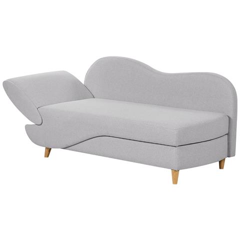 Chaise Longue Versione Sinistra Meri Lino Sintetico Grigio Chiaro Con Contenitore - Foto 2