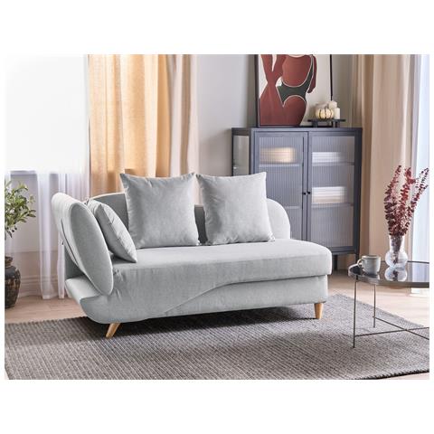 Chaise Longue Versione Sinistra Meri Lino Sintetico Grigio Chiaro Con Contenitore - Foto 1