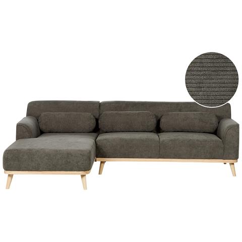 Divano Angolare 3 Posti Simos Velluto A Coste Verde Scuro Lato Destro - Foto 2