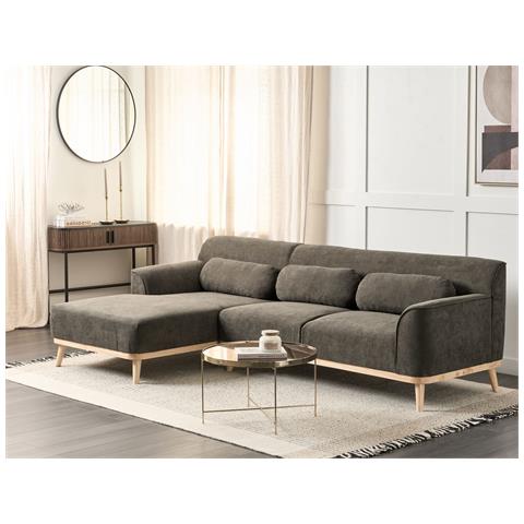 Divano Angolare 3 Posti Simos Velluto A Coste Verde Scuro Lato Destro - Foto 1