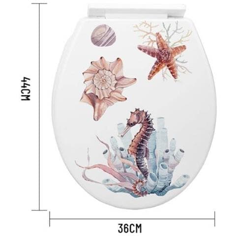 Trade Shop - Copriwater Universale In Plastica Super Resistente 44x36cm Decorazioni Marine - Foto 1