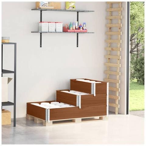 Fioriera Rialzata a 3 Livelli Marrone 120x80 cm Legno di Pino - Foto 1