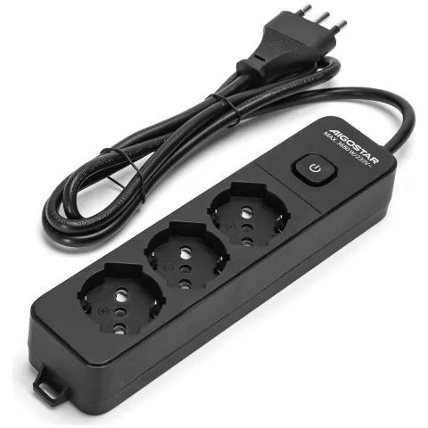 Multipresa Nera Da 3 Posti Universali Con Interruttore Cavo Da 1,5mt - Foto 1