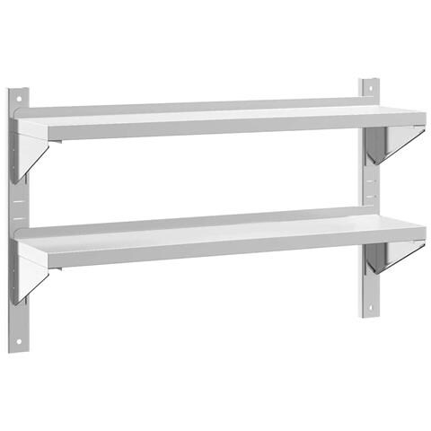 Mensola A Muro 2 Ripiani 100x23,5x60cm Argento In Acciaio Inox - Foto 1