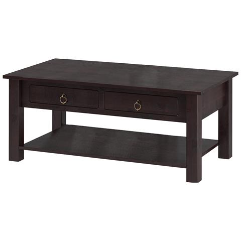 Ines Tavolino Con 2 Cassetti In Pino Marrone Scuro - Foto 1