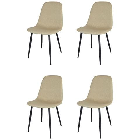 Set 4 Sedie Sala Da Pranzo Sole Gambe In Acciaio Nero Opaco, Tessuto Canapa - Foto 1