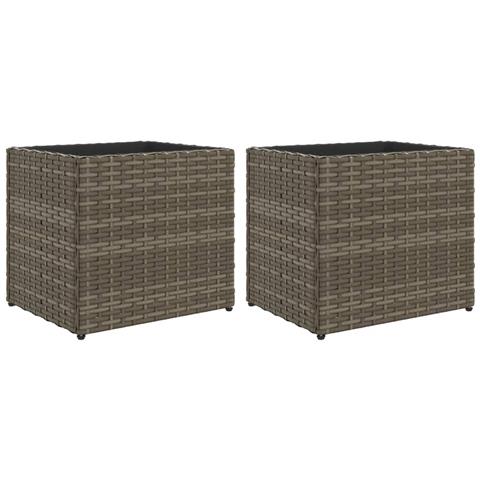 Fioriere da Giardino 2 pz Grigie 36x30x32 cm in Polyrattan - Foto 1