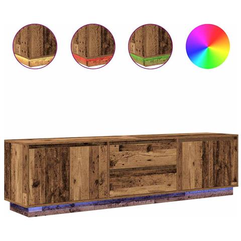 Mobile Porta TV con Luci LED Legno Antico 193,5x41x50 cm - Foto 1