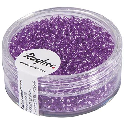 Rayher - 17 Grammi - Perline In Vetro Rotonde Con Foro Argentato Ø2mm - Colore Lilla - Foto 1