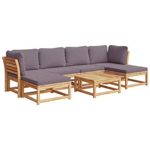 Set Salotto Da Giardino 7 Pz Con Cuscini Legno Massello Acacia - Foto 2