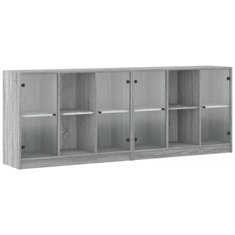 Libreria Con Ante Grigio Sonoma 204x37x75 Cm Legno Multistrato - Foto 2
