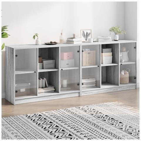 Libreria Con Ante Grigio Sonoma 204x37x75 Cm Legno Multistrato - Foto 1