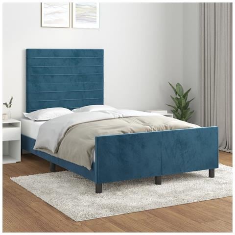 Giroletto Senza Materasso Blu Scuro 120x190 Cm Velluto - Foto 1