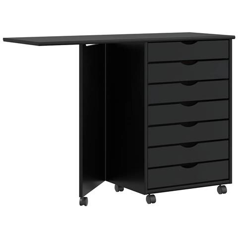 Armadietto Rotante Con Scrivania Moss Nero Massello Di Pino - Foto 1